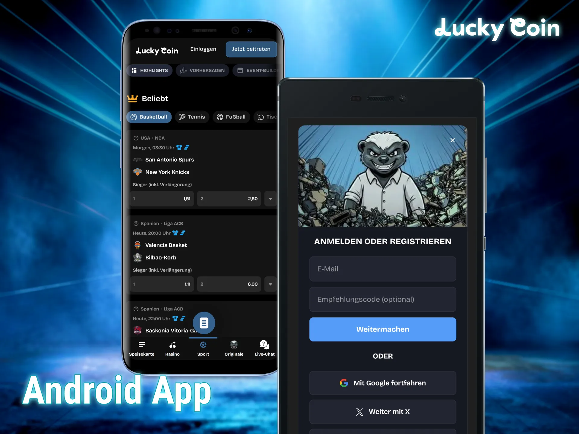 Hol dir die mobile Lucky Coin app für Android.