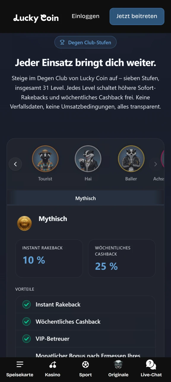 Hole dir attraktive Boni in der mobilen Lucky Coin App.