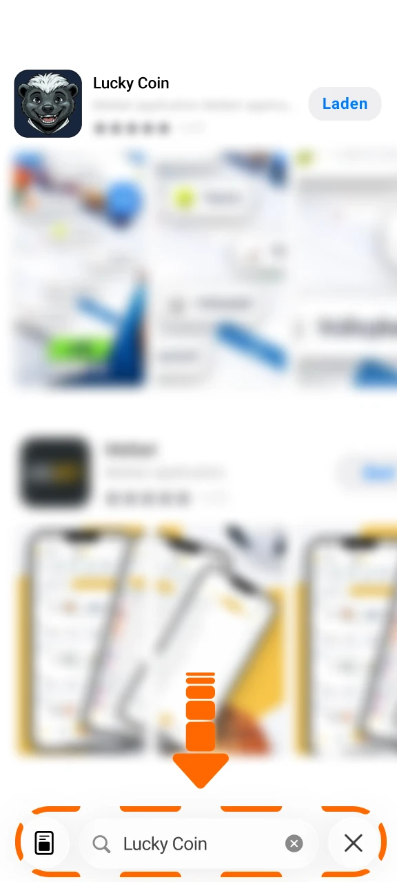 Navigiere zum App Store für die Lucky Coin iOS App.