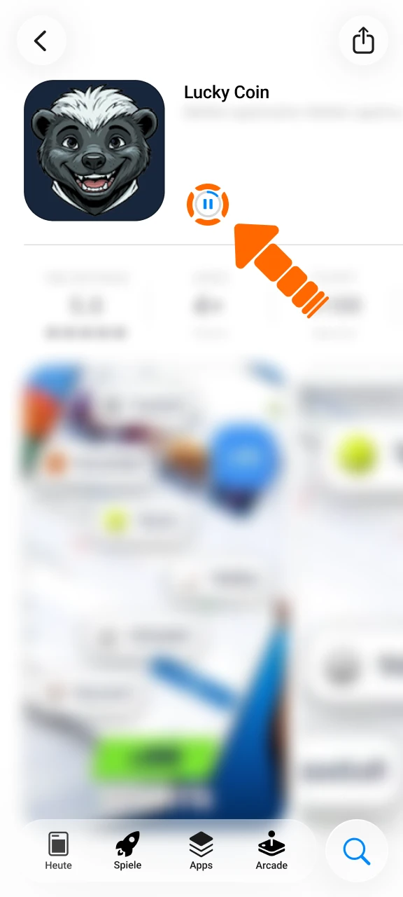 Bestätige den Download der Lucky Coin iOS App per Face ID.