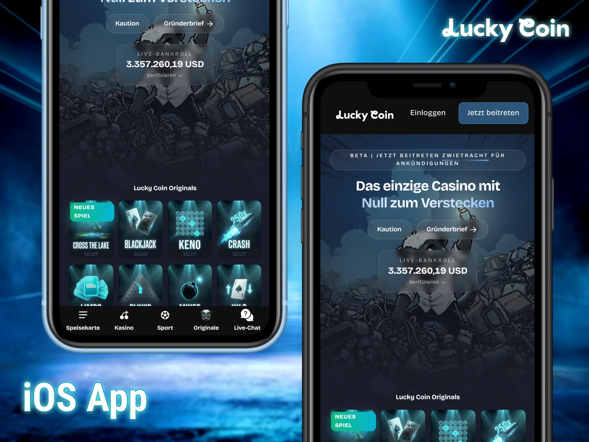 Installiere die mobile Lucky Coin app für iOS.