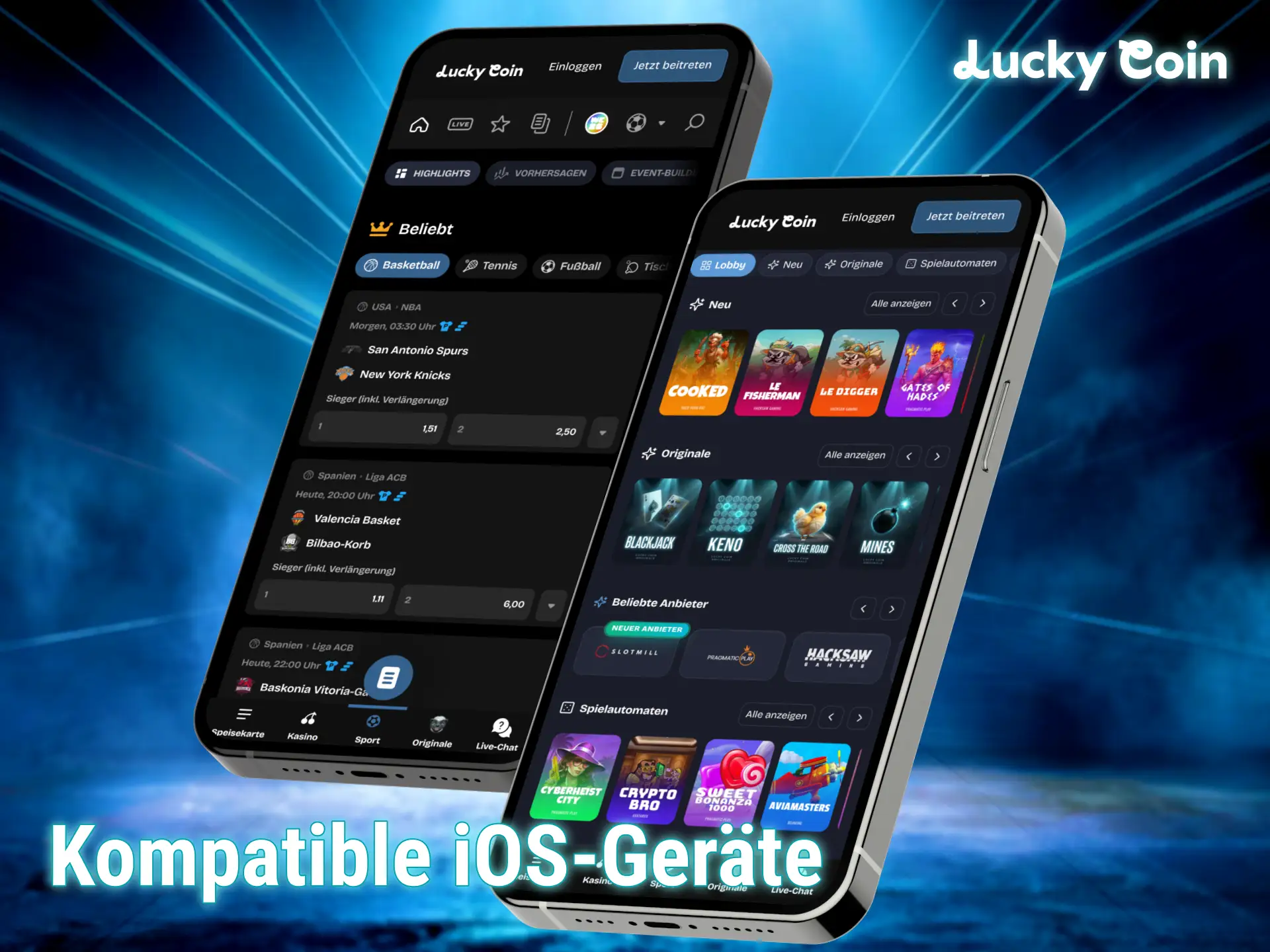 Kontrolliere alle kompatiblen Geräte mit iOS für die Lucky Coin app.