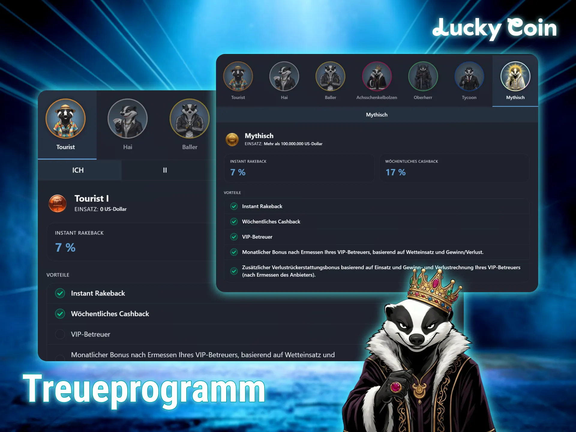 Erfahre alles über die Bonus-Bedingungen im exklusiven Lucky Coin Treueprogramm.