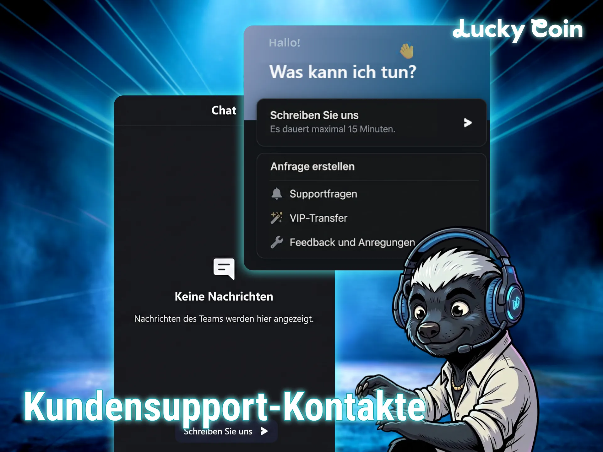 Kontaktiere den Lucky Coin support bei fragen zu deinen einzahlungsmethoden.