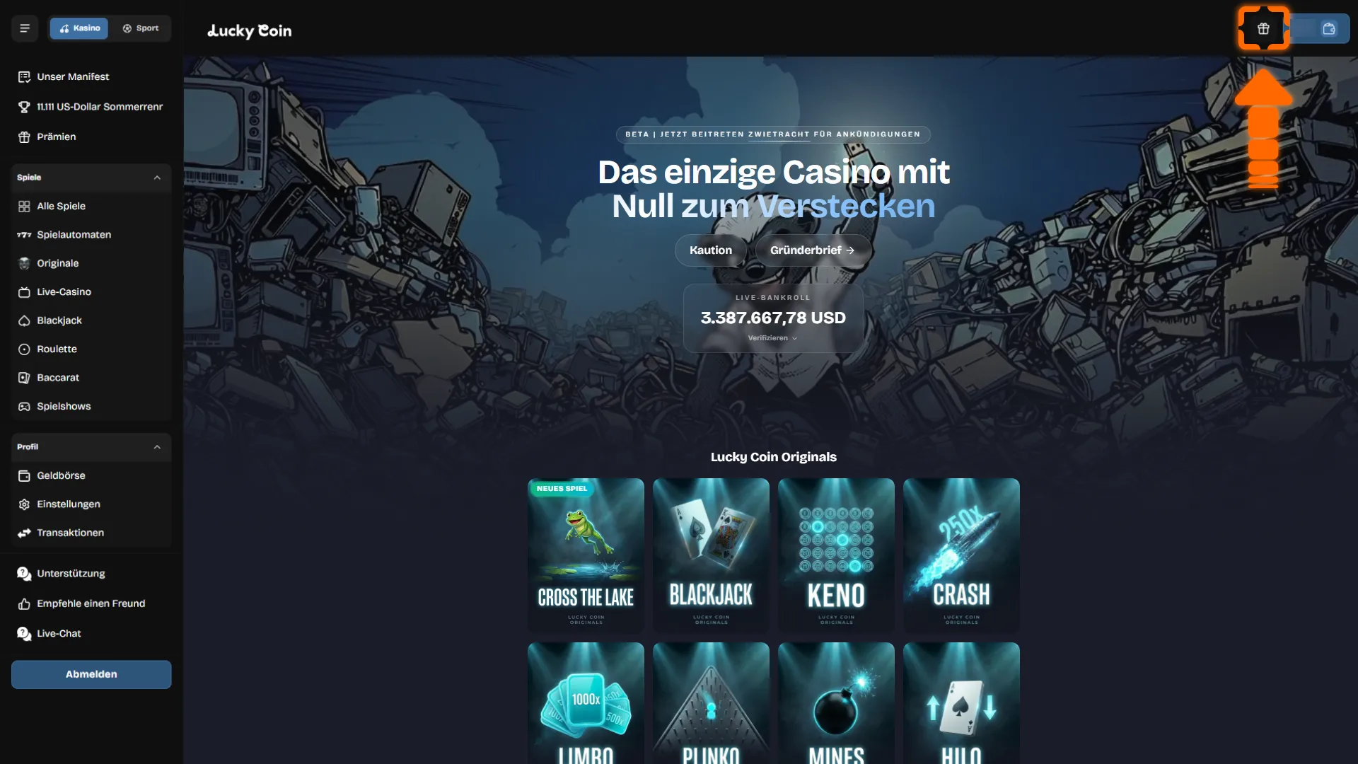 Nutze nach dem Lucky Coin Login den Degen Club samt Willkommensbonus.