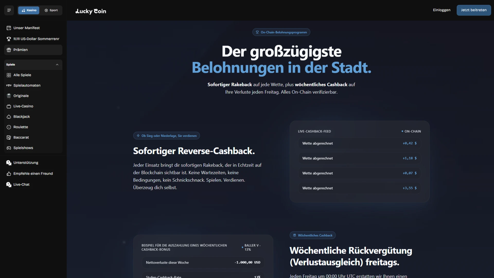 Hole dir einen lohnenden Casino Bonus direkt bei Lucky Coin ab.