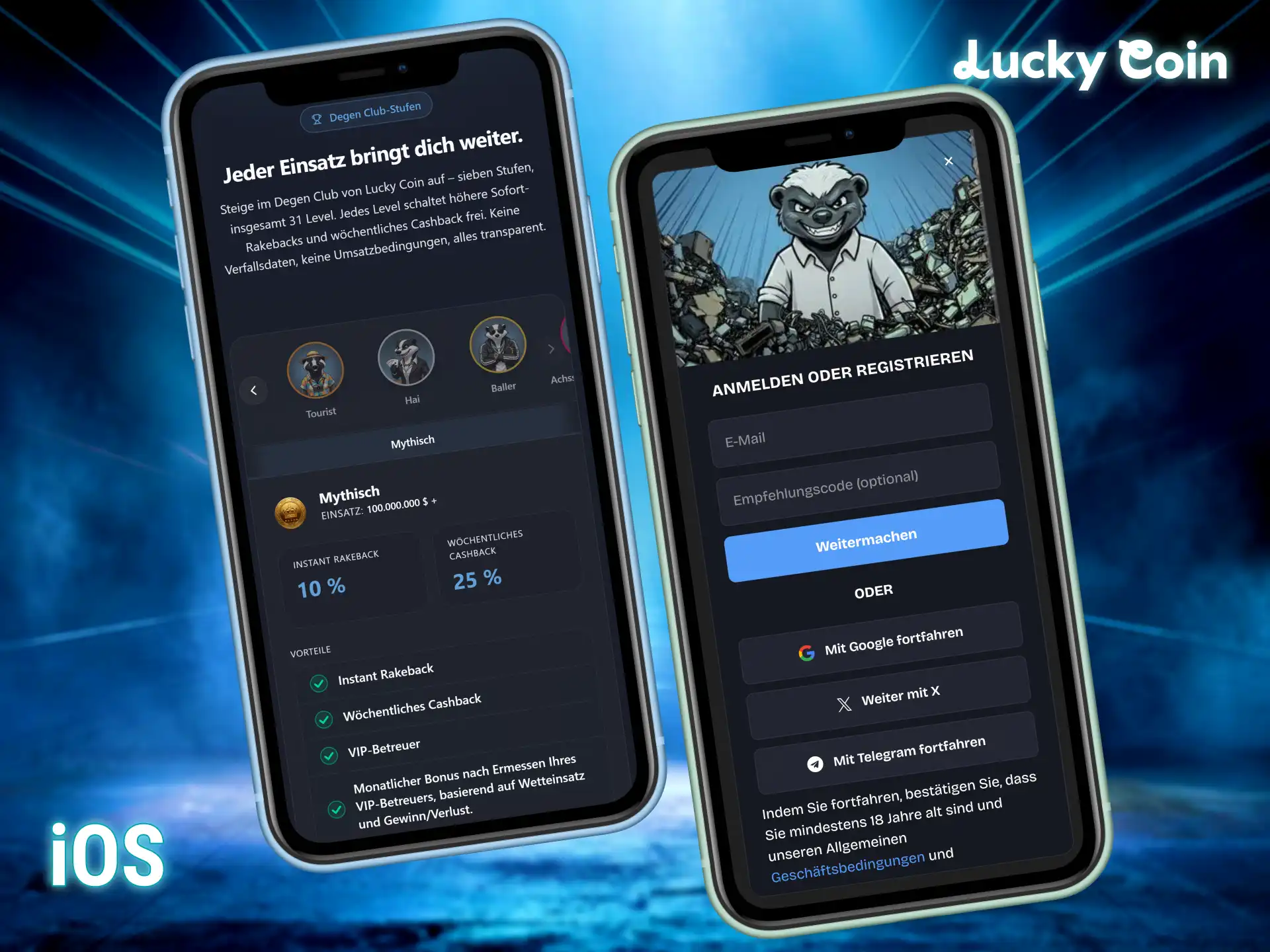 Starte das Lucky Coin live casino online direkt auf deinem iOS gerät.