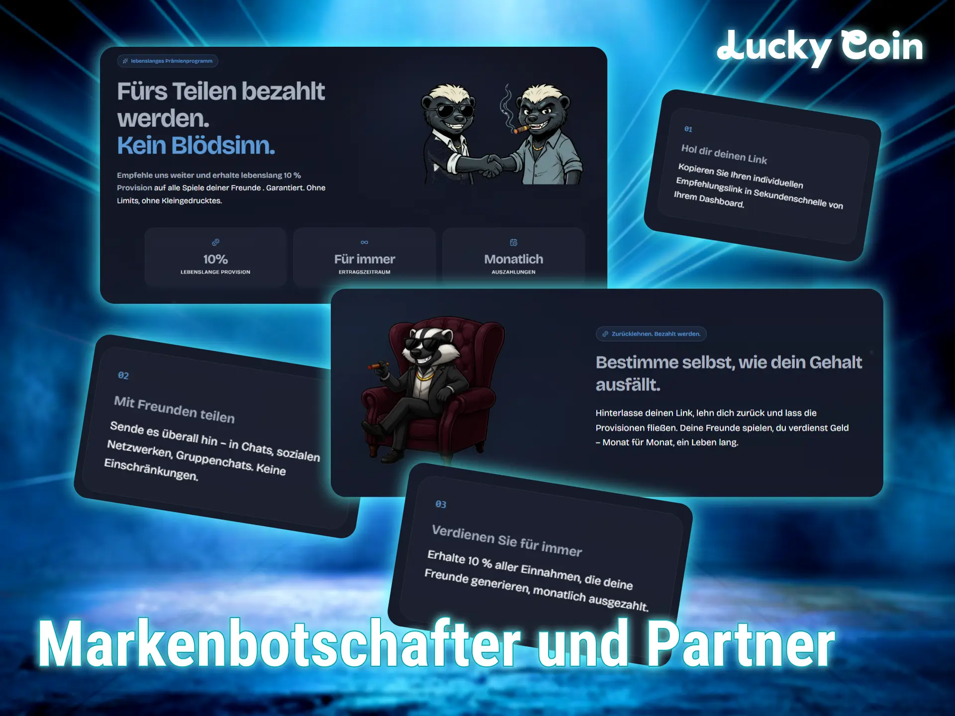 Erfahre mehr über die bekannten partner der Lucky Coin sportwetten plattform.