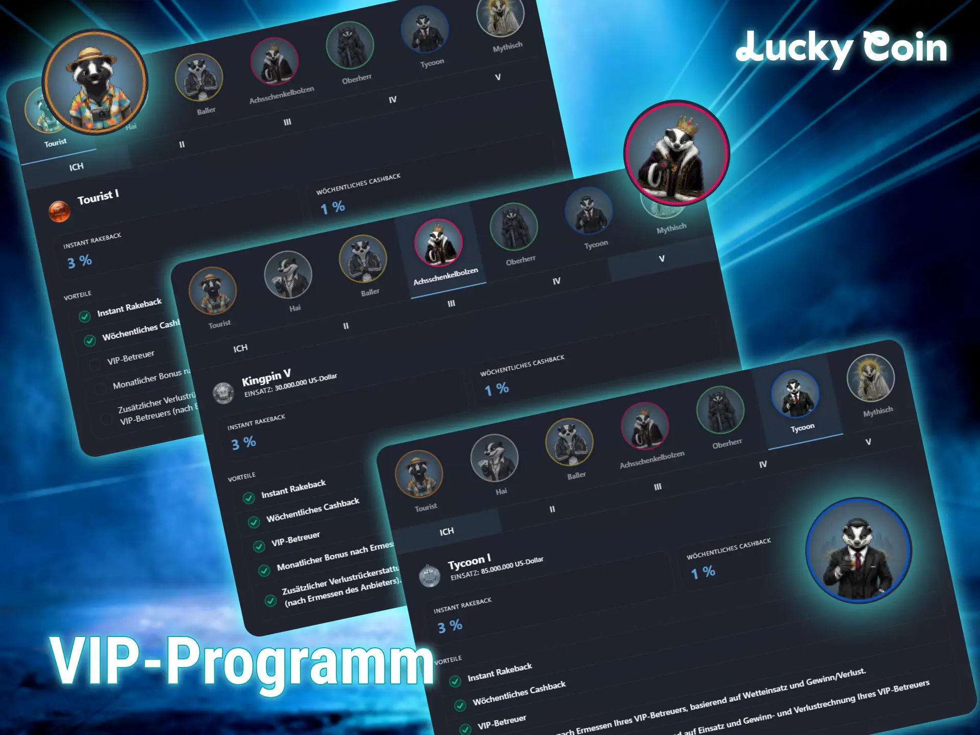 Profitiere vom exklusiven treueprogramm im Lucky Coin online casino.