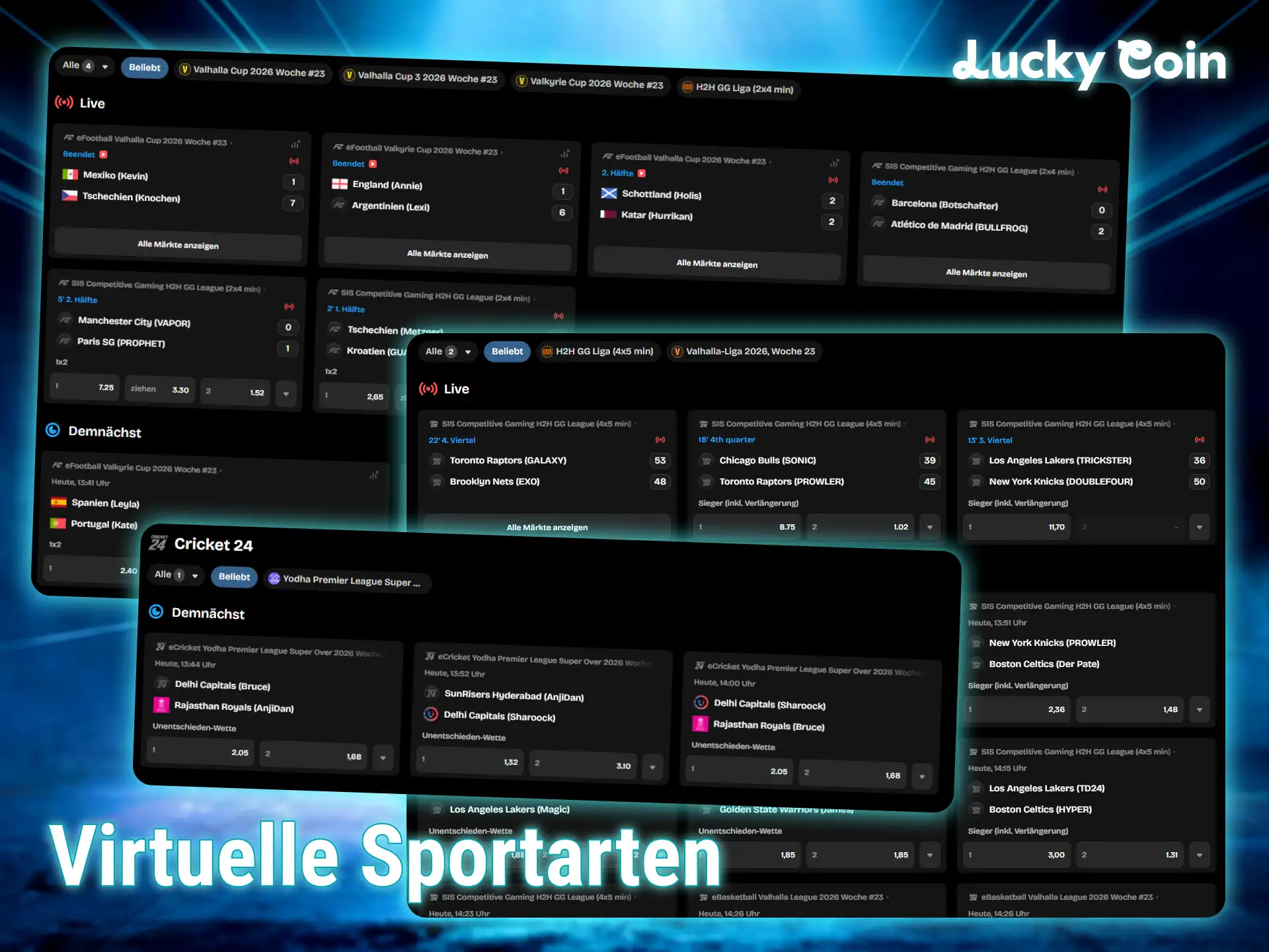 Erlebe virtuelle sportwetten rund um die uhr bei Lucky Coin.