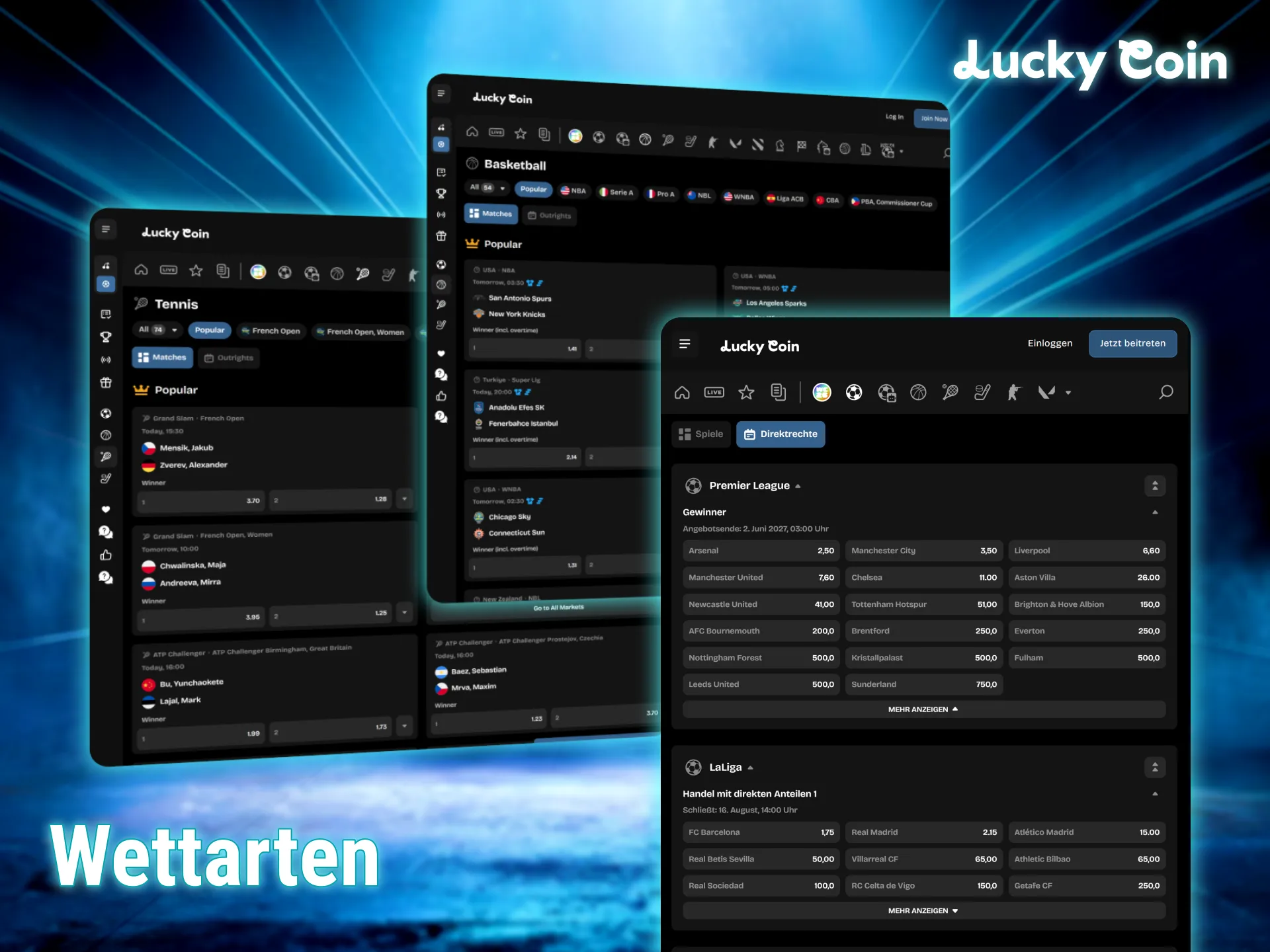 Nutze verschiedene wettarten für deine sportwetten auf der Lucky Coin plattform.